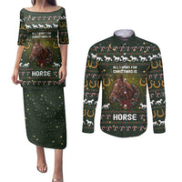 Horse All I Need For Christmas Christmas Couples Matching Puletasi and Long Sleeve Button Shirt Xmas Holiday Patterns - Wonder Print Shop