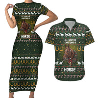 Horse All I Need For Christmas Christmas Couples Matching Short Sleeve Bodycon Dress and Hawaiian Shirt Xmas Holiday Patterns - Wonder Print Shop