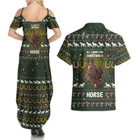 Horse All I Need For Christmas Christmas Couples Matching Summer Maxi Dress and Hawaiian Shirt Xmas Holiday Patterns - Wonder Print Shop