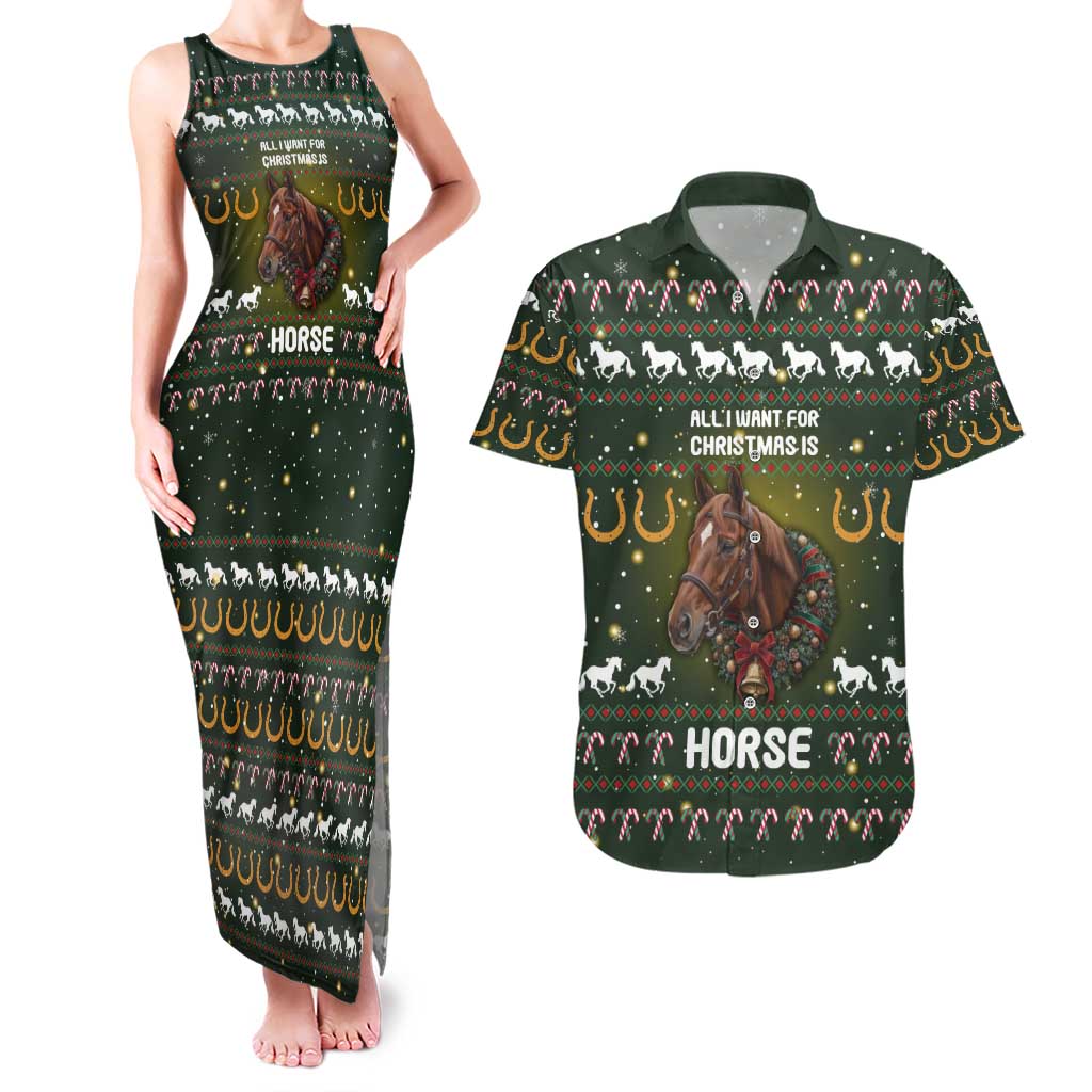 Horse All I Need For Christmas Christmas Couples Matching Tank Maxi Dress and Hawaiian Shirt Xmas Holiday Patterns - Wonder Print Shop