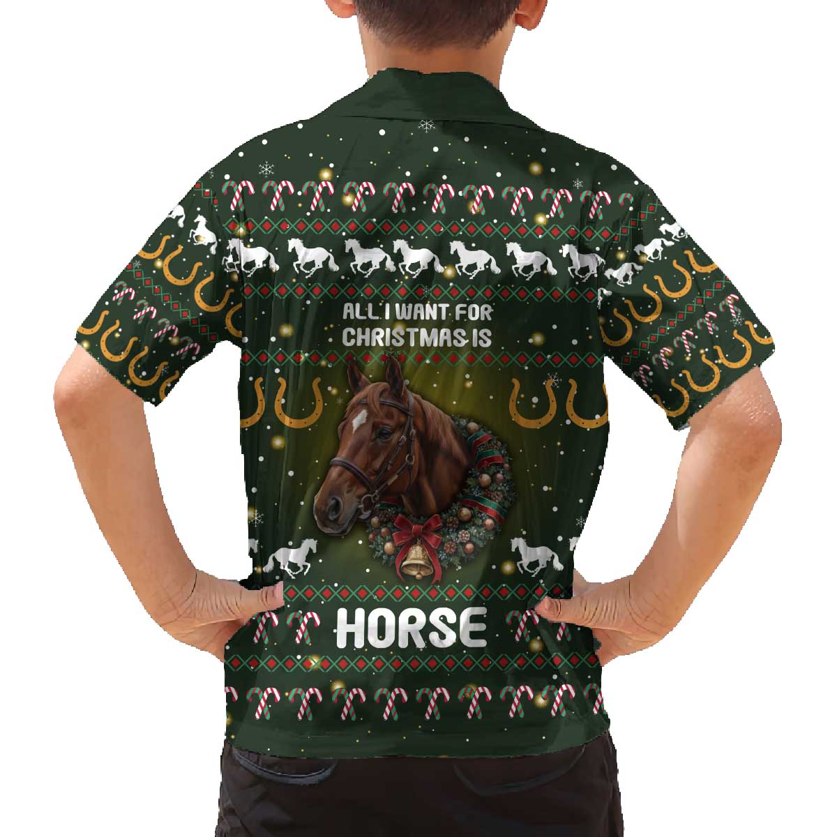 Horse All I Need For Christmas Christmas Family Matching Off The Shoulder Long Sleeve Dress and Hawaiian Shirt Xmas Holiday Patterns - Wonder Print Shop