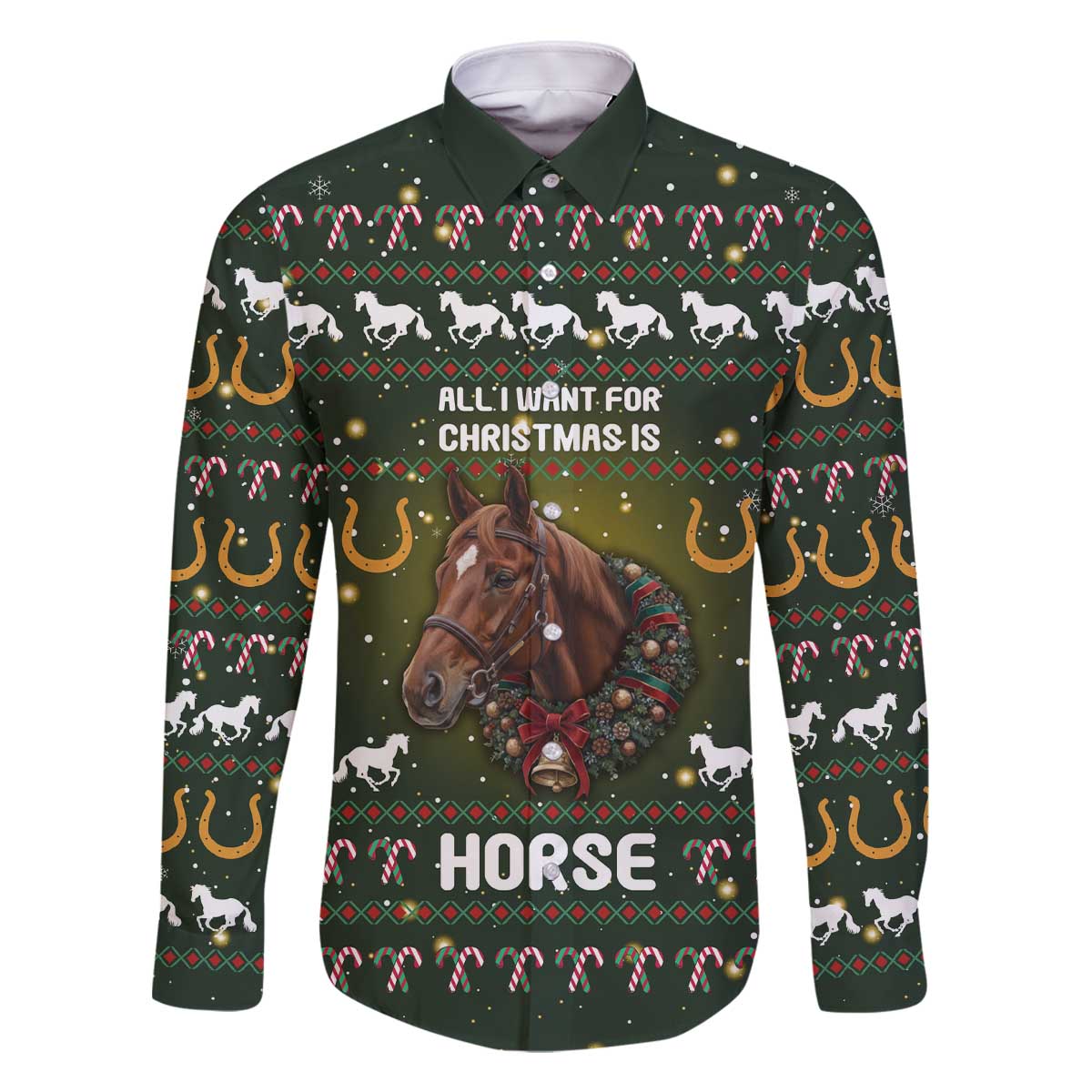 Horse All I Need For Christmas Christmas Family Matching Off The Shoulder Long Sleeve Dress and Hawaiian Shirt Xmas Holiday Patterns - Wonder Print Shop