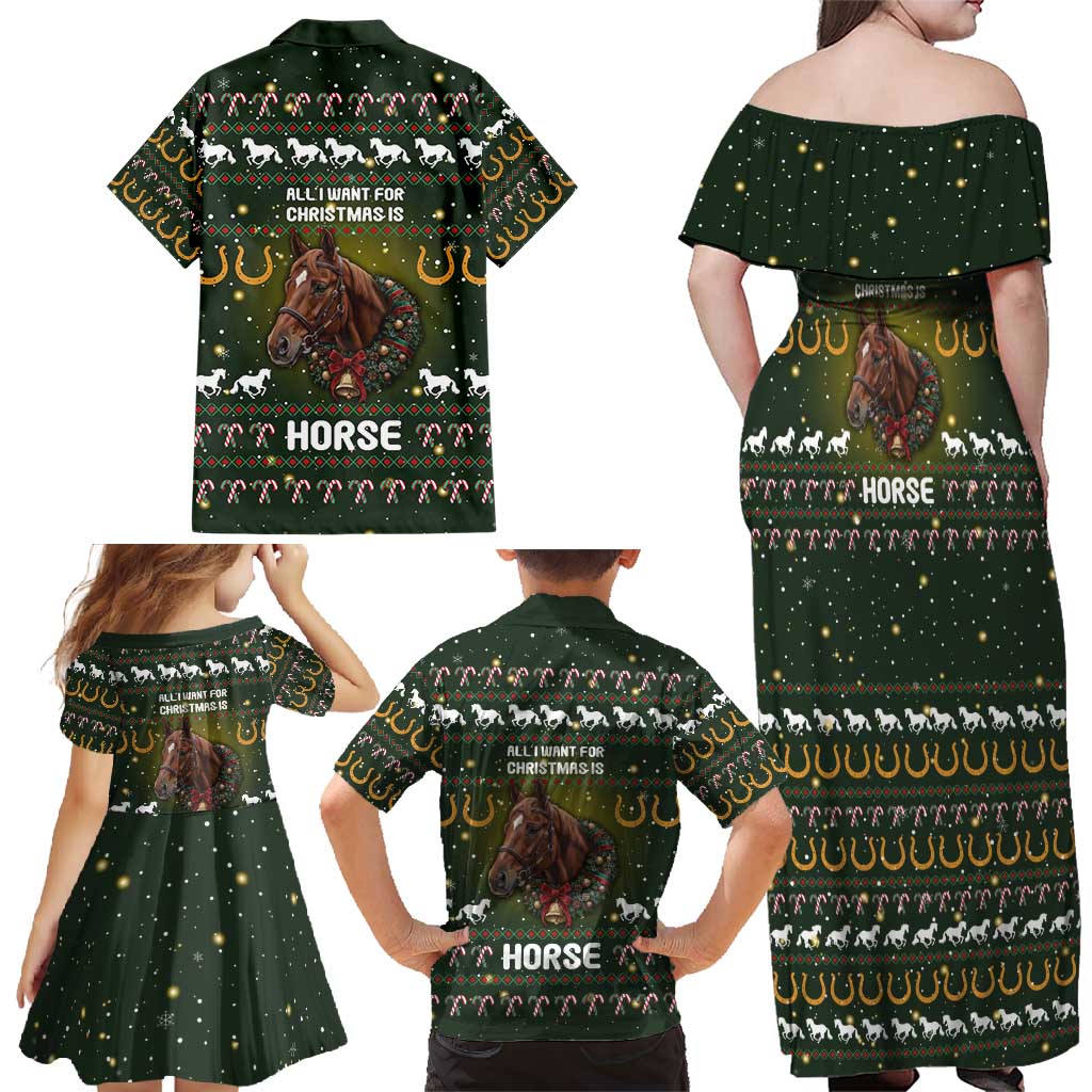 Horse All I Need For Christmas Christmas Family Matching Off Shoulder Maxi Dress and Hawaiian Shirt Xmas Holiday Patterns - Wonder Print Shop