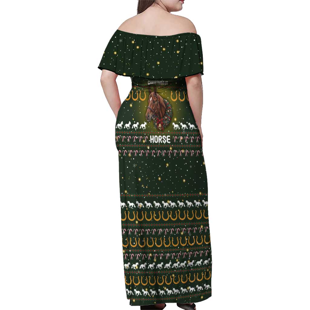 Horse All I Need For Christmas Christmas Family Matching Off Shoulder Maxi Dress and Hawaiian Shirt Xmas Holiday Patterns - Wonder Print Shop
