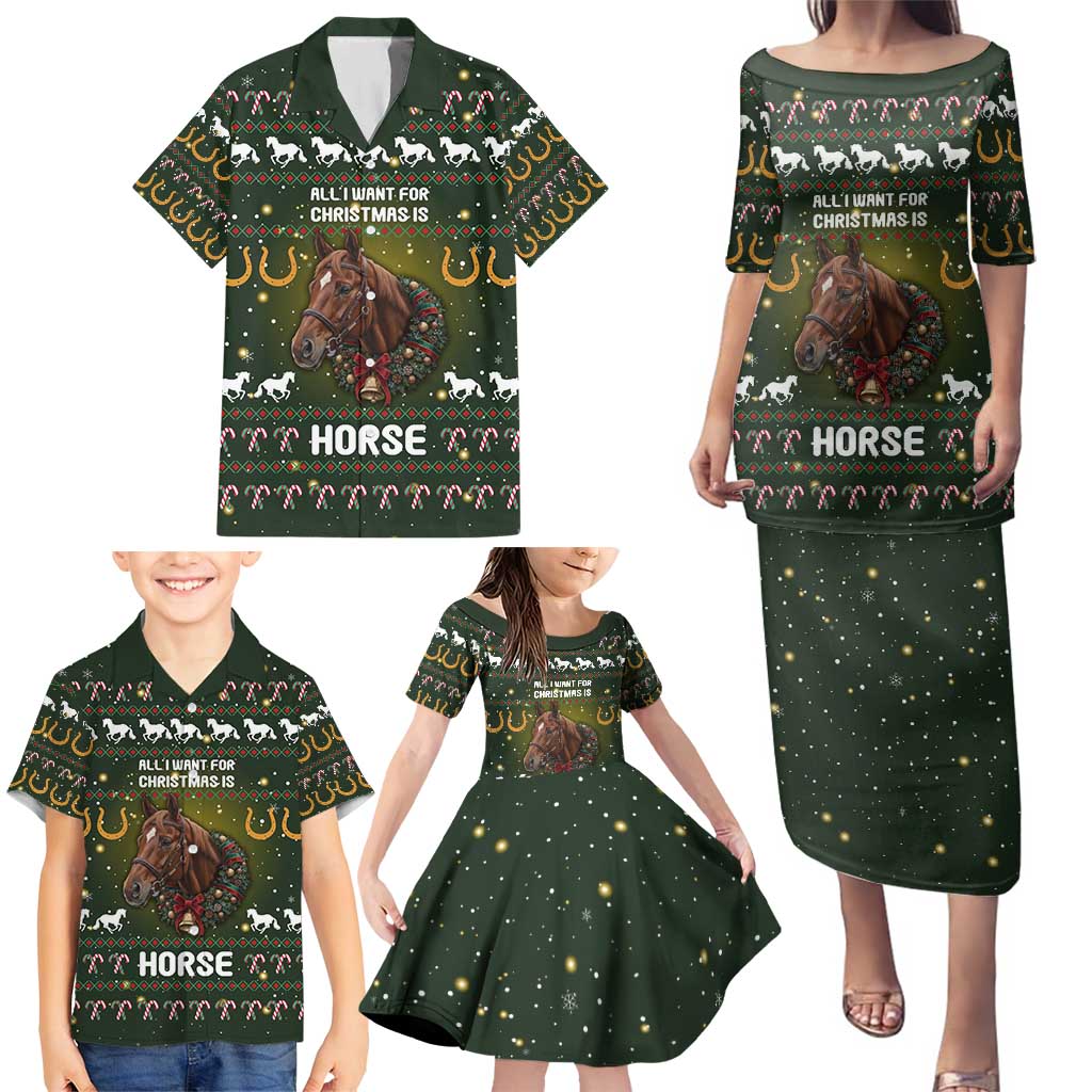 Horse All I Need For Christmas Christmas Family Matching Puletasi and Hawaiian Shirt Xmas Holiday Patterns - Wonder Print Shop
