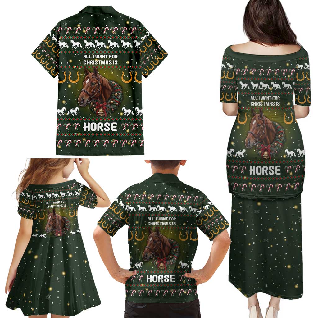 Horse All I Need For Christmas Christmas Family Matching Puletasi and Hawaiian Shirt Xmas Holiday Patterns - Wonder Print Shop