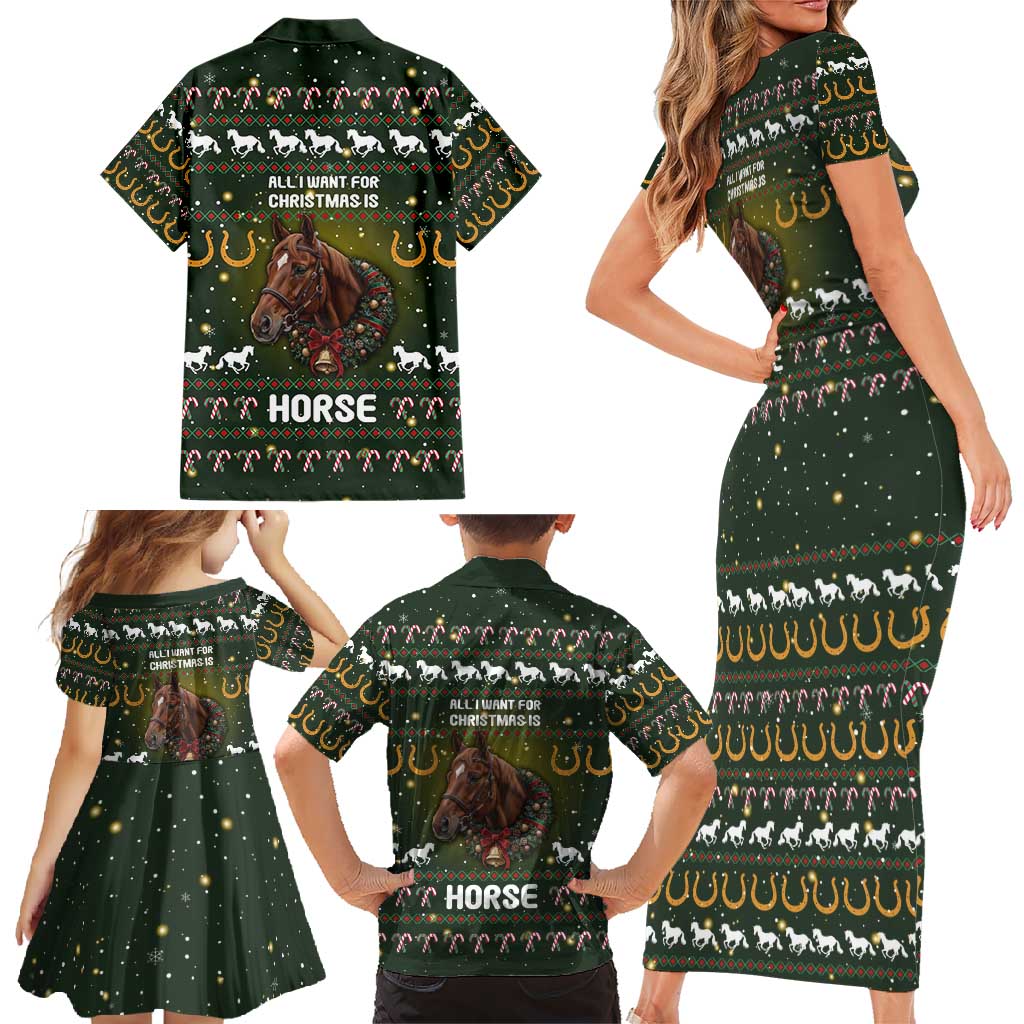 Horse All I Need For Christmas Christmas Family Matching Short Sleeve Bodycon Dress and Hawaiian Shirt Xmas Holiday Patterns - Wonder Print Shop
