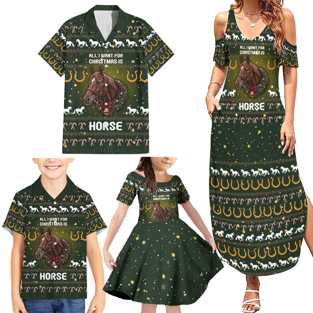Horse All I Need For Christmas Christmas Family Matching Summer Maxi Dress and Hawaiian Shirt Xmas Holiday Patterns - Wonder Print Shop