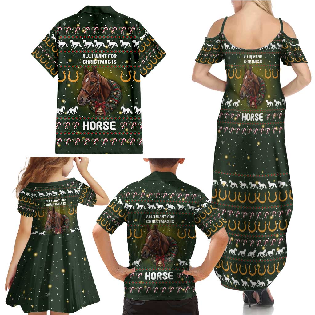 Horse All I Need For Christmas Christmas Family Matching Summer Maxi Dress and Hawaiian Shirt Xmas Holiday Patterns - Wonder Print Shop