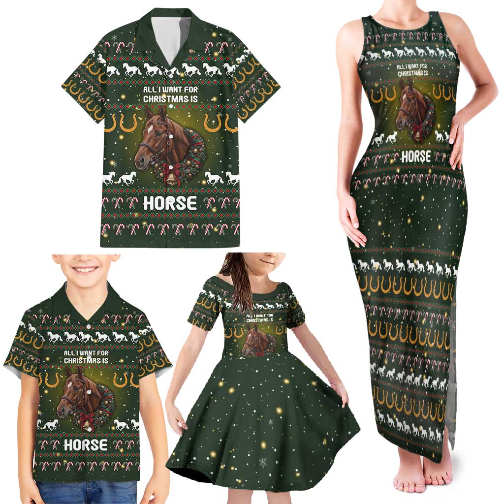 Horse All I Need For Christmas Christmas Family Matching Tank Maxi Dress and Hawaiian Shirt Xmas Holiday Patterns - Wonder Print Shop