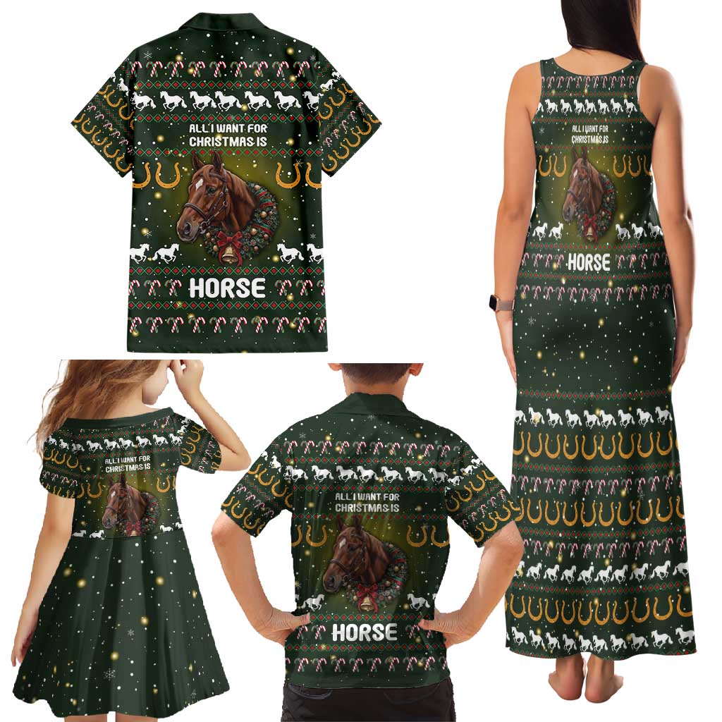Horse All I Need For Christmas Christmas Family Matching Tank Maxi Dress and Hawaiian Shirt Xmas Holiday Patterns - Wonder Print Shop