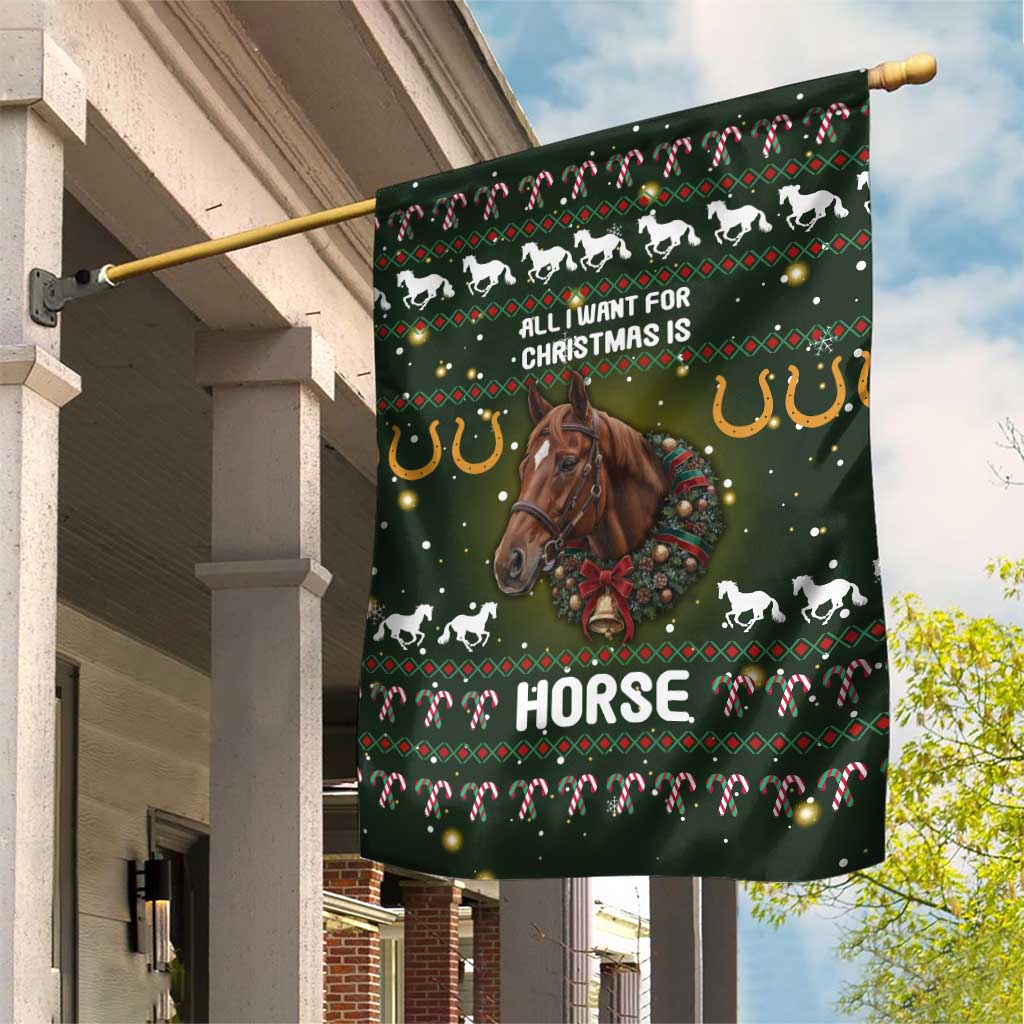 Horse All I Need For Christmas Christmas Garden Flag Xmas Holiday Patterns - Wonder Print Shop