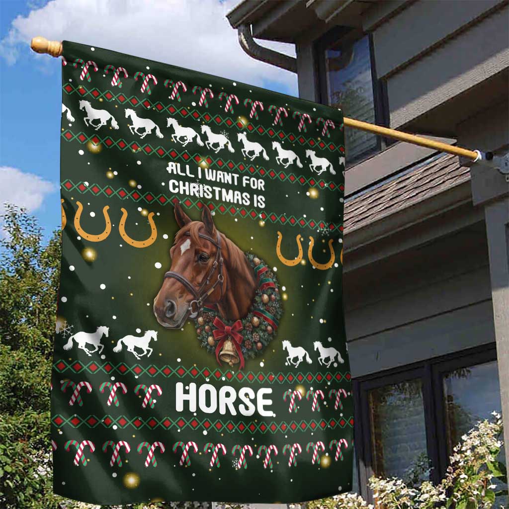 Horse All I Need For Christmas Christmas Garden Flag Xmas Holiday Patterns - Wonder Print Shop