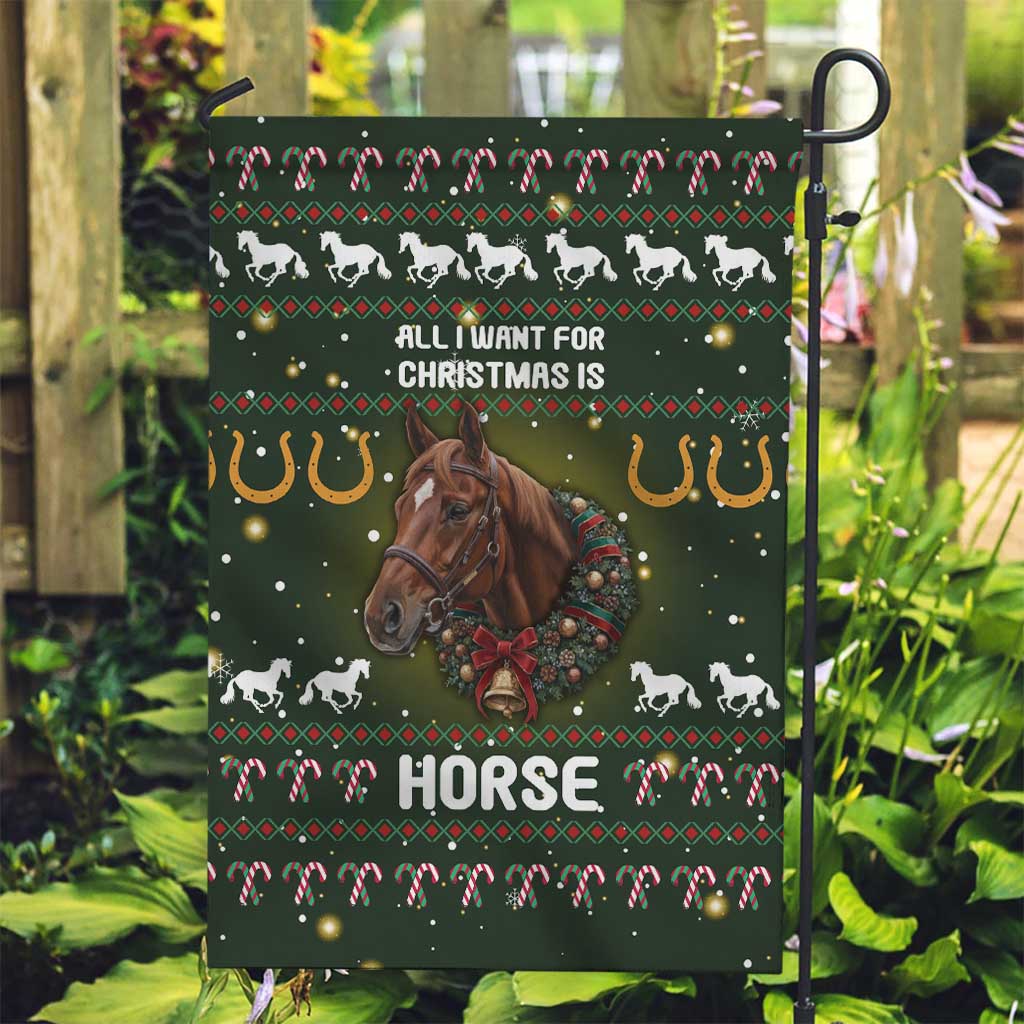 Horse All I Need For Christmas Christmas Garden Flag Xmas Holiday Patterns - Wonder Print Shop