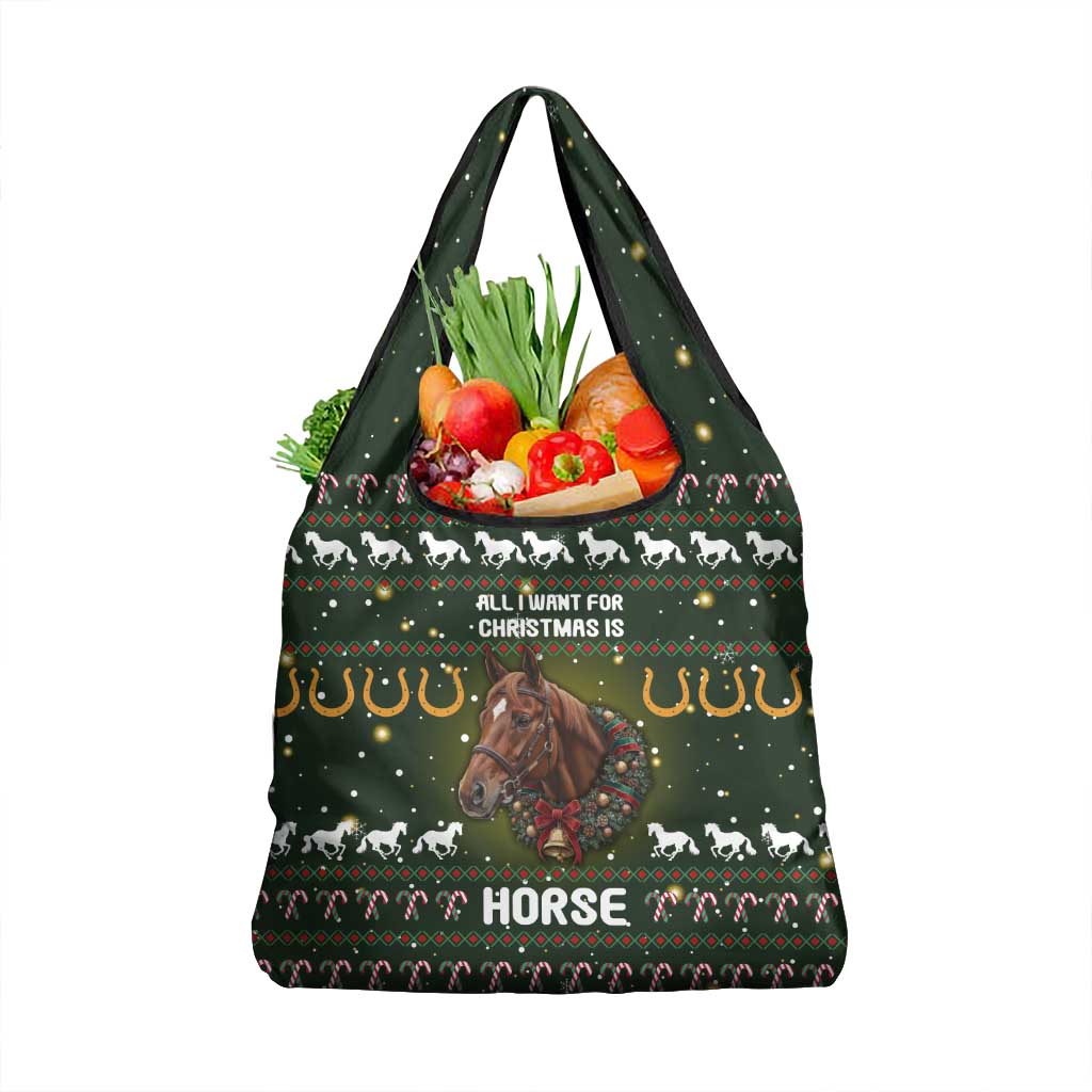 Horse All I Need For Christmas Christmas Grocery Bag Xmas Holiday Patterns - Wonder Print Shop