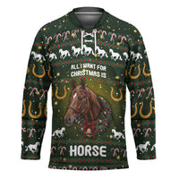 Horse All I Need For Christmas Christmas Hockey Jersey Xmas Holiday Patterns - Wonder Print Shop