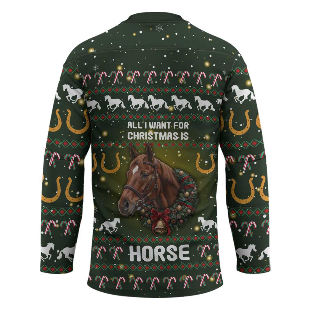 Horse All I Need For Christmas Christmas Hockey Jersey Xmas Holiday Patterns - Wonder Print Shop