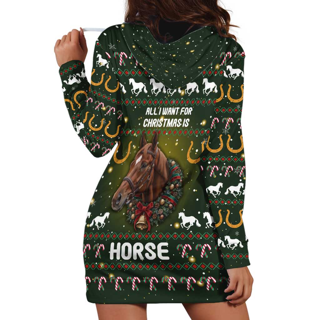 Horse All I Need For Christmas Christmas Hoodie Dress Xmas Holiday Patterns - Wonder Print Shop