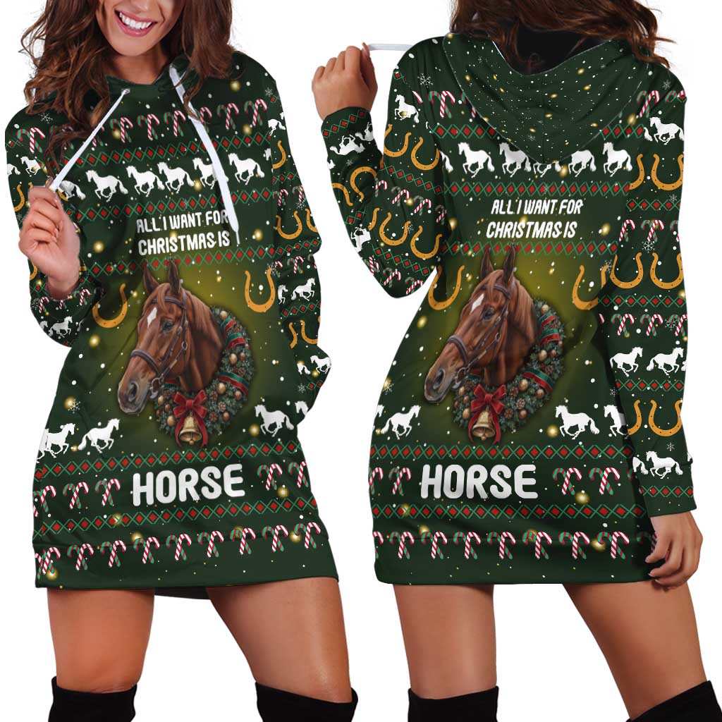 Horse All I Need For Christmas Christmas Hoodie Dress Xmas Holiday Patterns - Wonder Print Shop