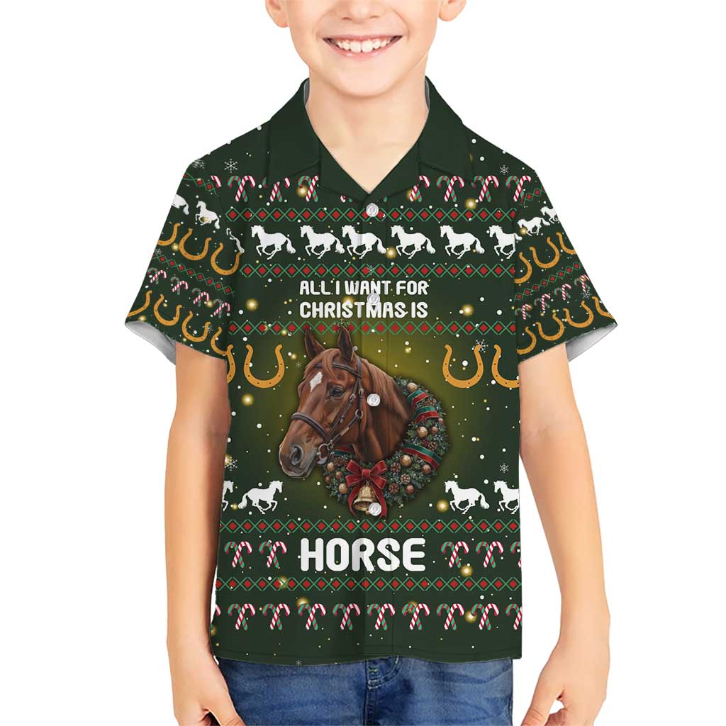 Horse All I Need For Christmas Christmas Kid Hawaiian Shirt Xmas Holiday Patterns - Wonder Print Shop