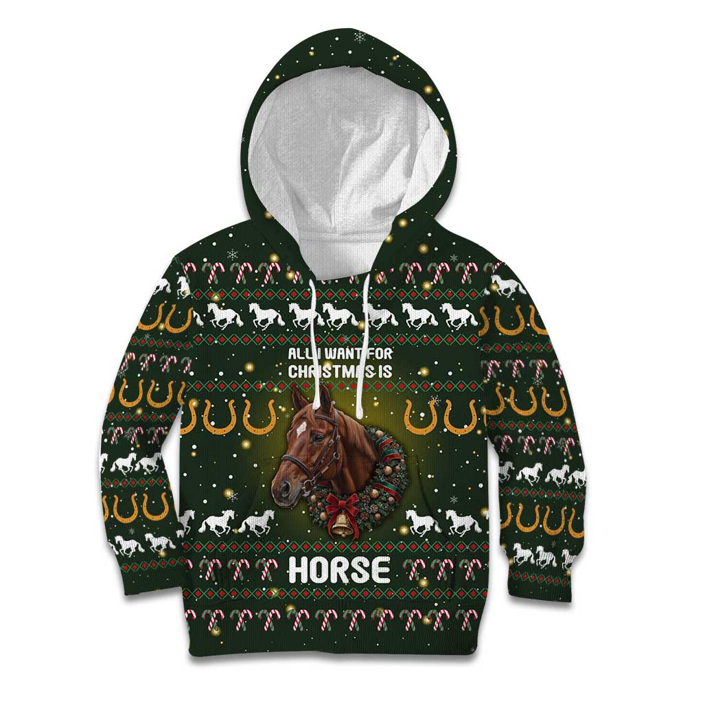 Horse All I Need For Christmas Christmas Kid Hoodie Xmas Holiday Patterns - Wonder Print Shop