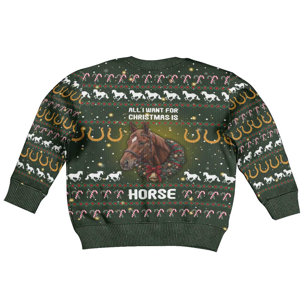 Horse All I Need For Christmas Kid Ugly Christmas Sweater Xmas Holiday Patterns - Wonder Print Shop