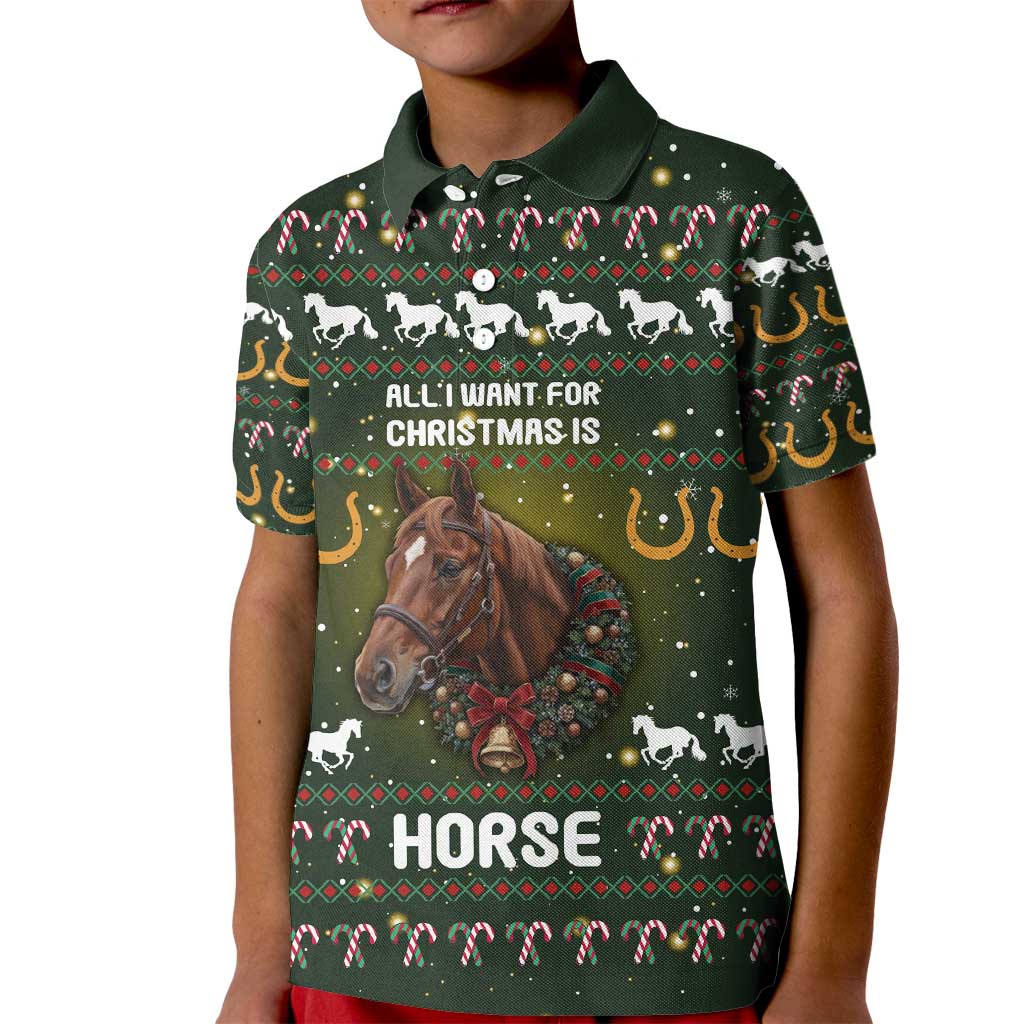 Horse All I Need For Christmas Christmas Kid Polo Shirt Xmas Holiday Patterns - Wonder Print Shop