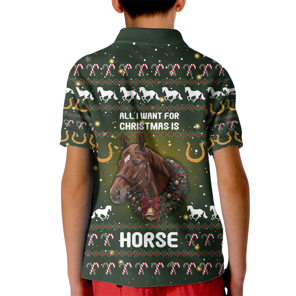 Horse All I Need For Christmas Christmas Kid Polo Shirt Xmas Holiday Patterns - Wonder Print Shop