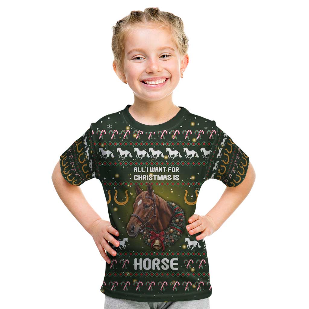 Horse All I Need For Christmas Christmas Kid T Shirt Xmas Holiday Patterns - Wonder Print Shop