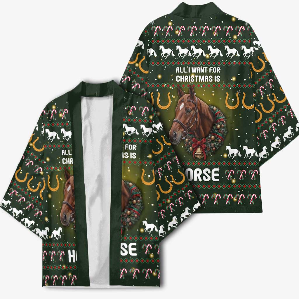 Horse All I Need For Christmas Christmas Kimono Xmas Holiday Patterns - Wonder Print Shop