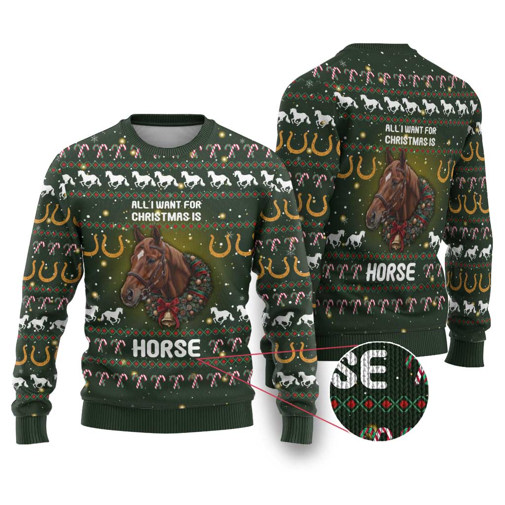 Horse All I Need For Christmas Ugly Christmas Sweater Xmas Holiday Patterns - Wonder Print Shop