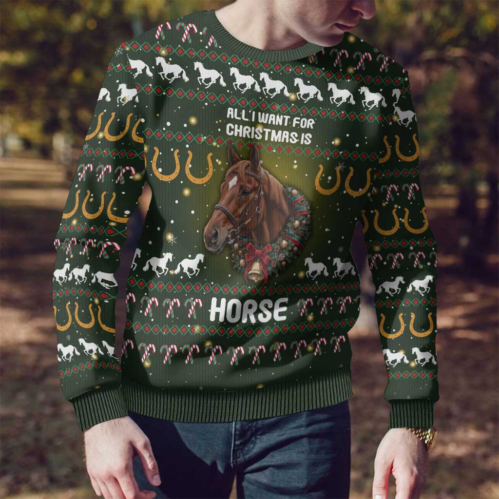 Horse All I Need For Christmas Ugly Christmas Sweater Xmas Holiday Patterns - Wonder Print Shop