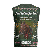 Horse All I Need For Christmas Christmas Knitted V-Neck Vest Xmas Holiday Patterns - Wonder Print Shop