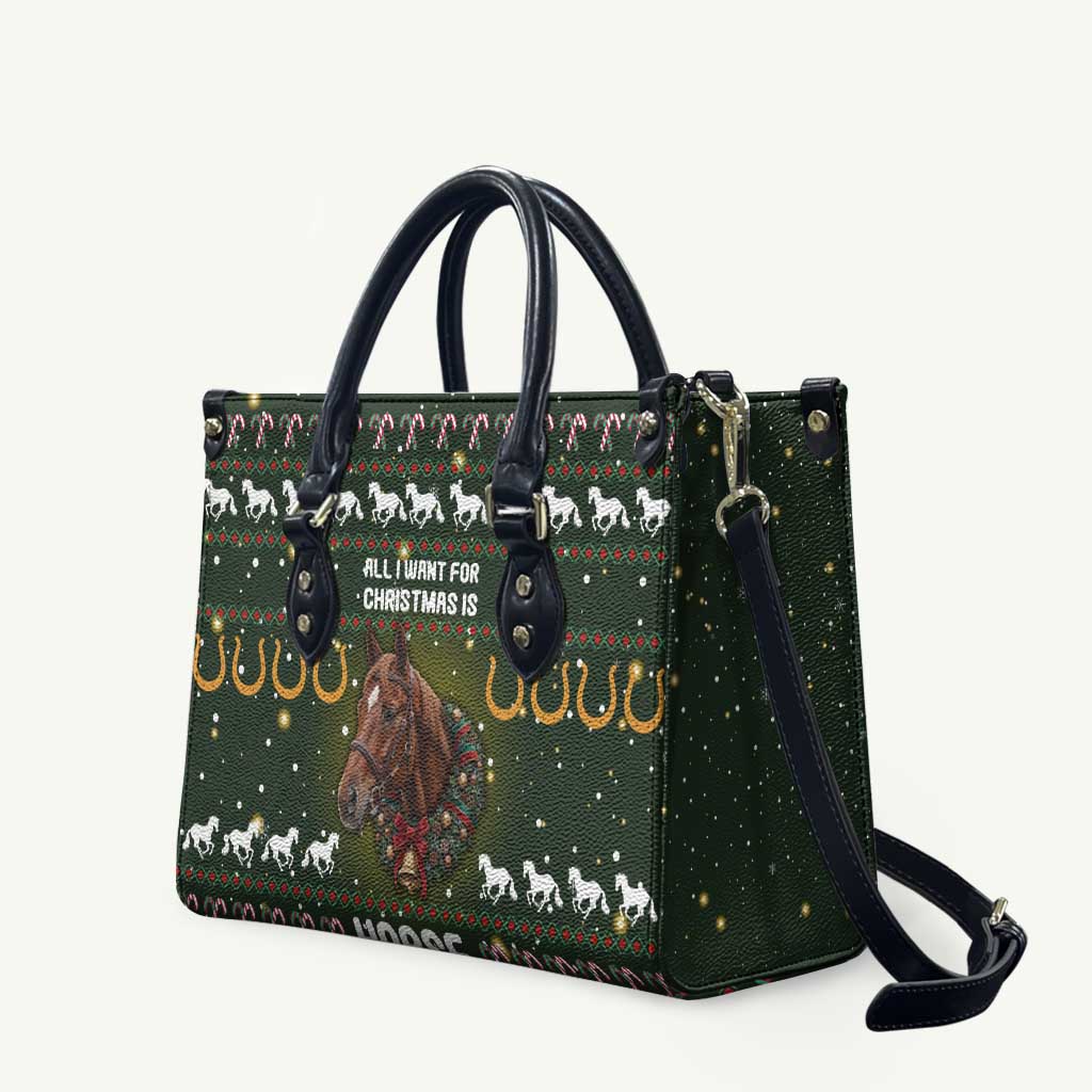 Horse All I Need For Christmas Christmas Leather Bag Xmas Holiday Patterns - Wonder Print Shop