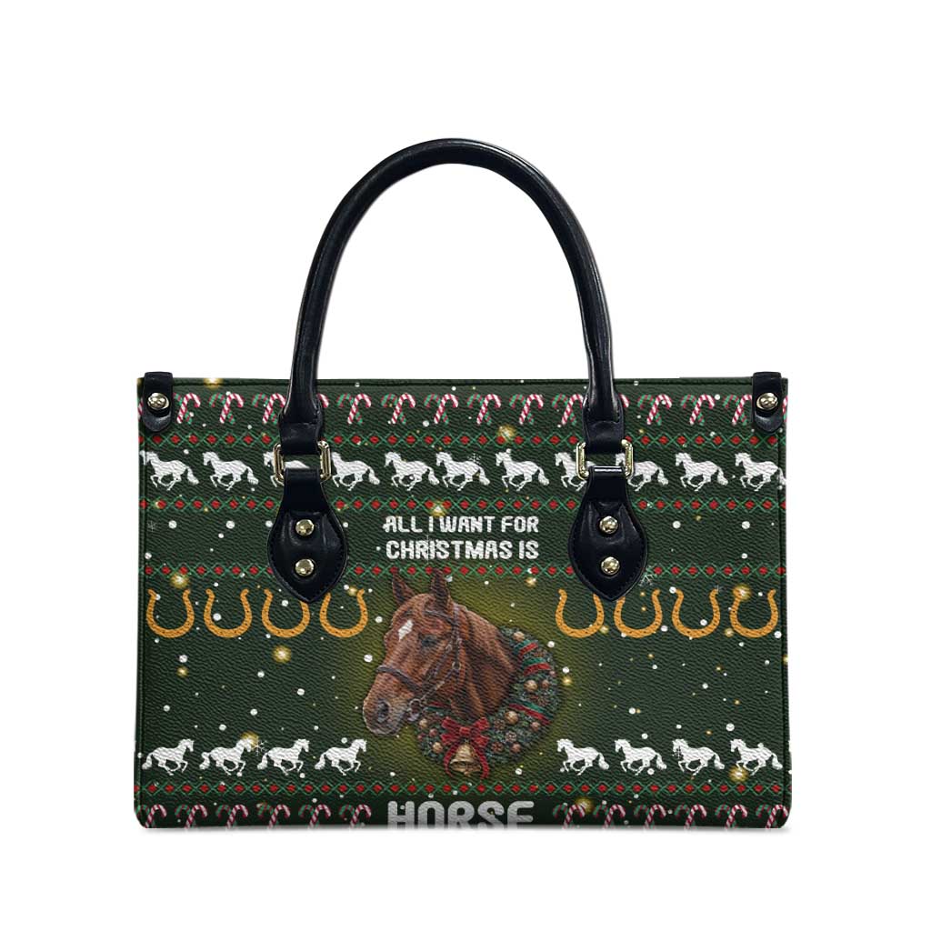 Horse All I Need For Christmas Christmas Leather Bag Xmas Holiday Patterns - Wonder Print Shop