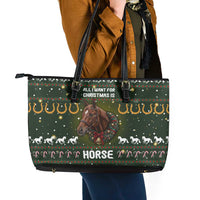 Horse All I Need For Christmas Christmas Leather Tote Bag Xmas Holiday Patterns - Wonder Print Shop