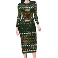 Horse All I Need For Christmas Christmas Long Sleeve Bodycon Dress Xmas Holiday Patterns - Wonder Print Shop
