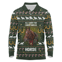 Horse All I Need For Christmas Christmas Long Sleeve Polo Shirt Xmas Holiday Patterns - Wonder Print Shop