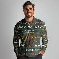 Horse All I Need For Christmas Christmas Long Sleeve Polo Shirt Xmas Holiday Patterns - Wonder Print Shop
