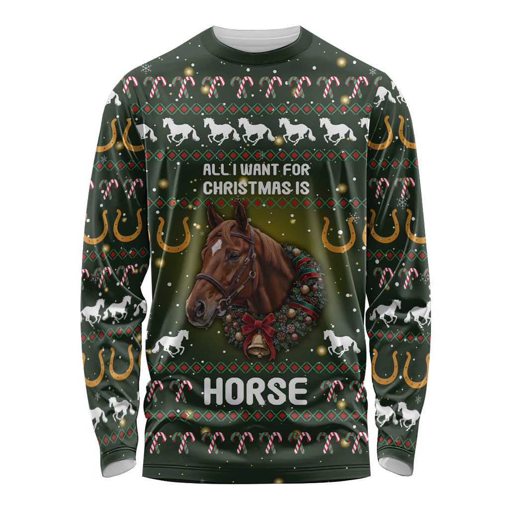Horse All I Need For Christmas Christmas Long Sleeve Shirt Xmas Holiday Patterns - Wonder Print Shop