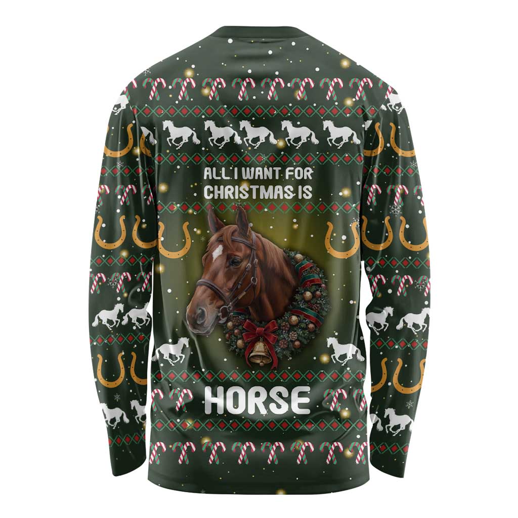 Horse All I Need For Christmas Christmas Long Sleeve Shirt Xmas Holiday Patterns - Wonder Print Shop