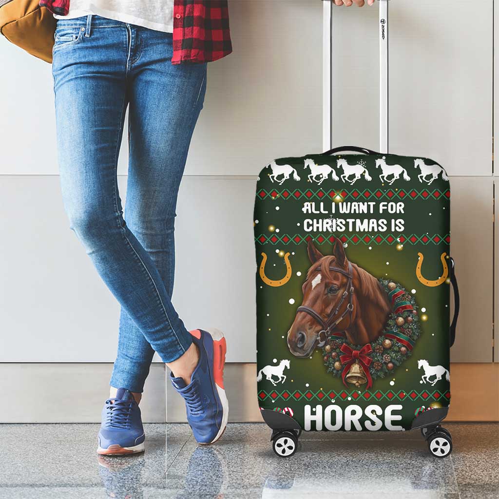 Horse All I Need For Christmas Christmas Luggage Cover Xmas Holiday Patterns - Wonder Print Shop