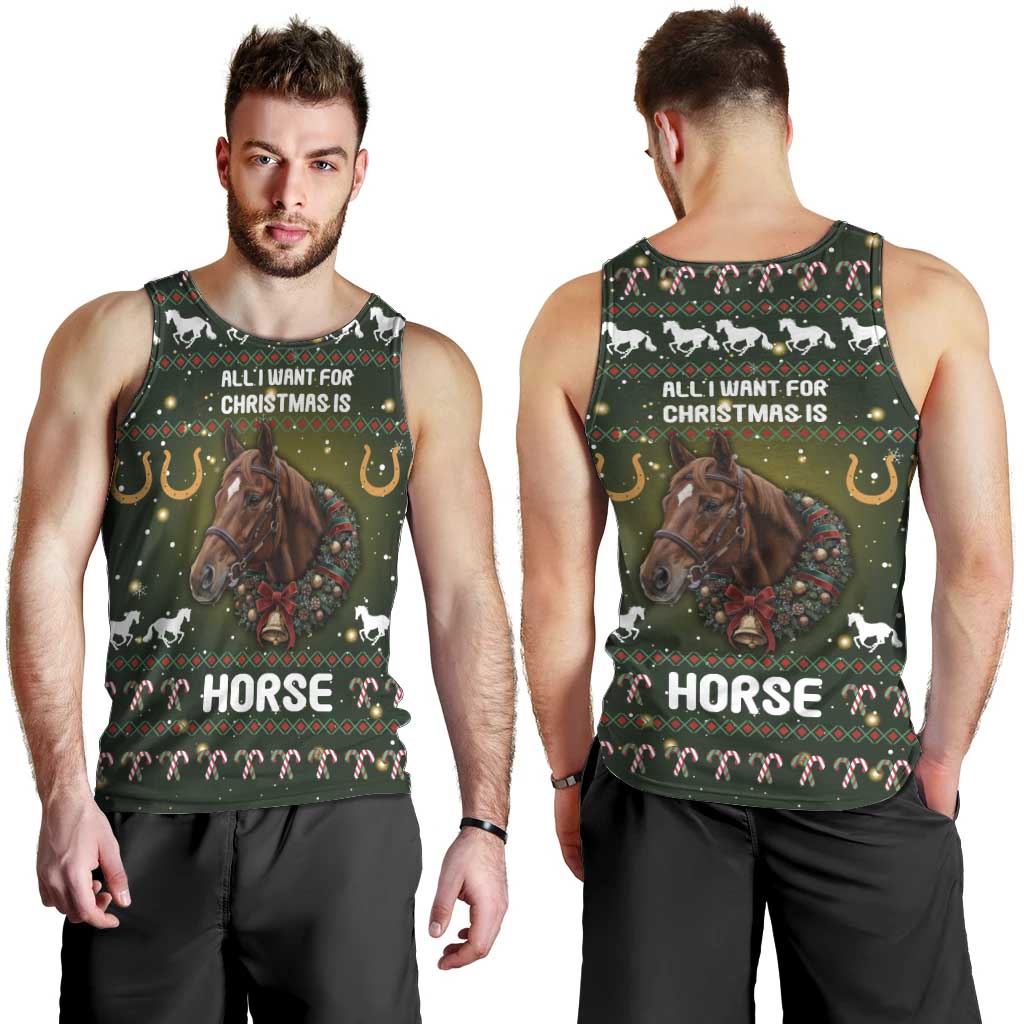 Horse All I Need For Christmas Christmas Men Tank Top Xmas Holiday Patterns - Wonder Print Shop