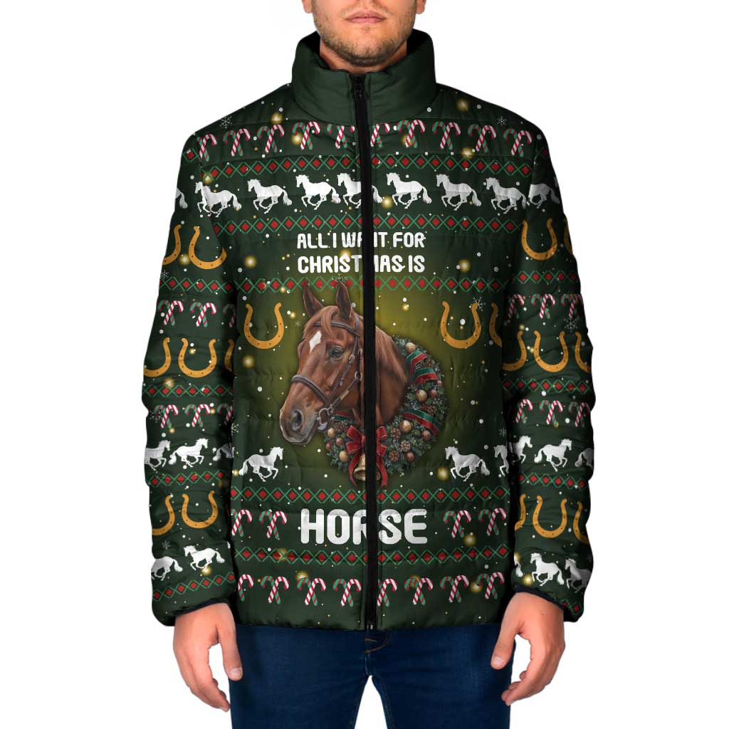 Horse All I Need For Christmas Christmas Padded Jacket Xmas Holiday Patterns - Wonder Print Shop