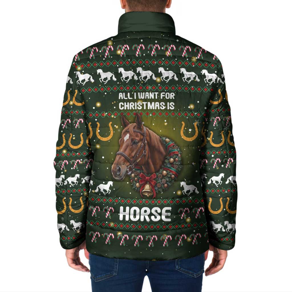 Horse All I Need For Christmas Christmas Padded Jacket Xmas Holiday Patterns - Wonder Print Shop