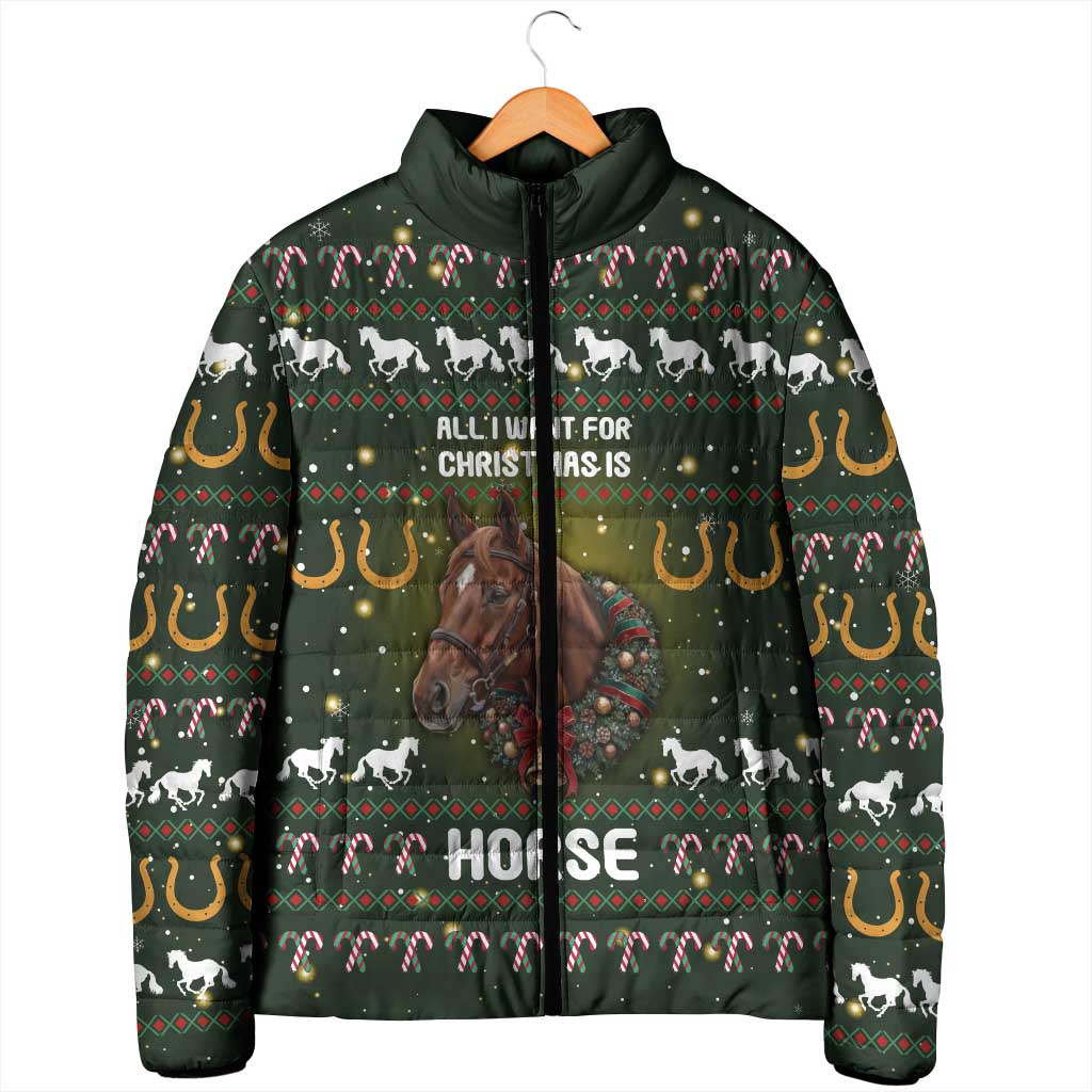 Horse All I Need For Christmas Christmas Padded Jacket Xmas Holiday Patterns - Wonder Print Shop