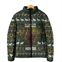 Horse All I Need For Christmas Christmas Padded Jacket Xmas Holiday Patterns - Wonder Print Shop