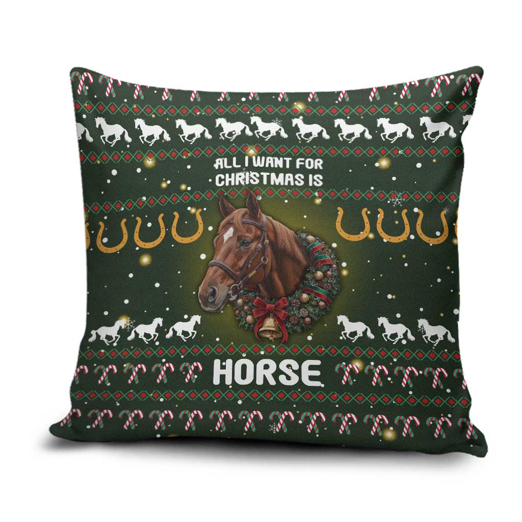 Horse All I Need For Christmas Christmas Pillow Cover Xmas Holiday Patterns - Wonder Print Shop