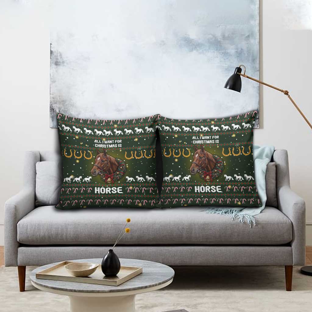 Horse All I Need For Christmas Christmas Pillow Cover Xmas Holiday Patterns - Wonder Print Shop