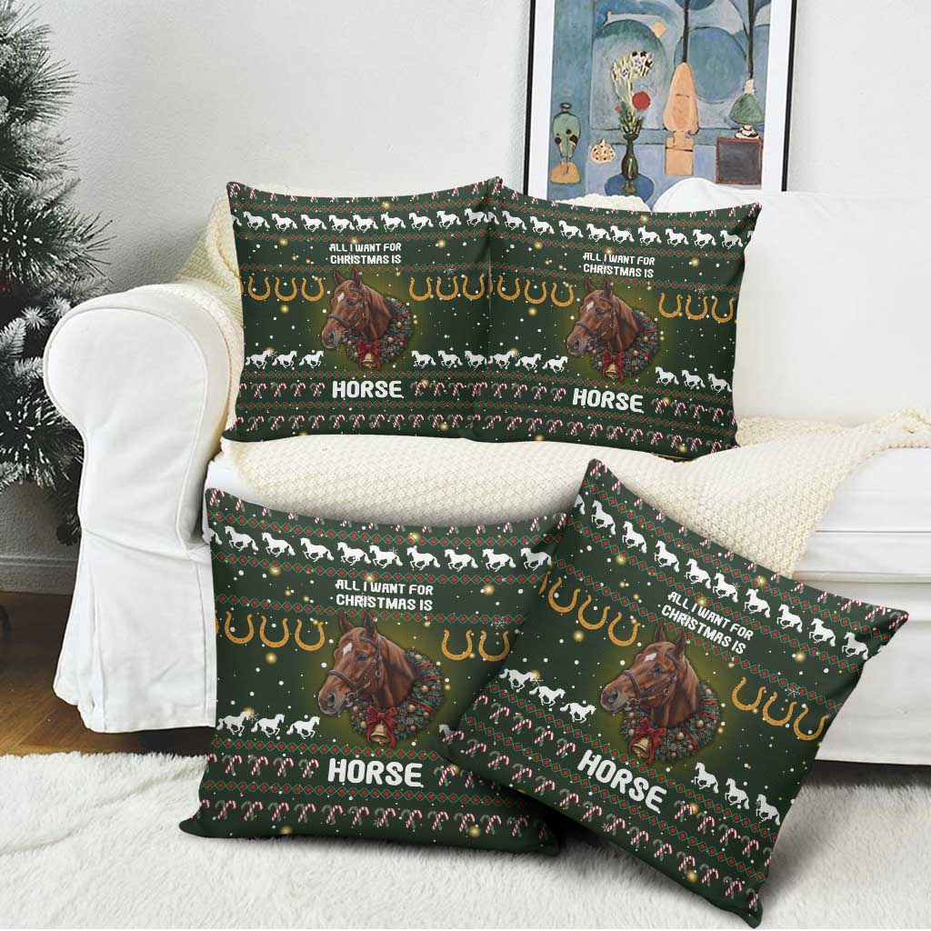 Horse All I Need For Christmas Christmas Pillow Cover Xmas Holiday Patterns - Wonder Print Shop